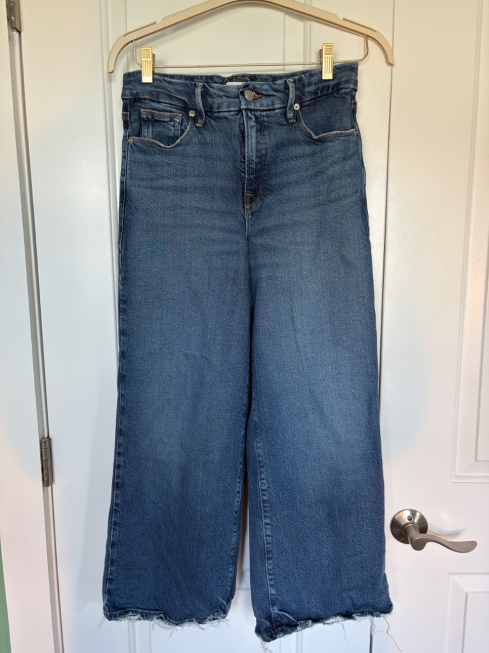 Good American Dark Blue Wide-Leg High-Rise Jeans